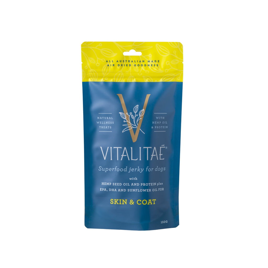 Vitalitae Skin and Coat Superfood Jerky Dog Treats with Hemp Seed Oil 150g-Habitat Pet Supplies