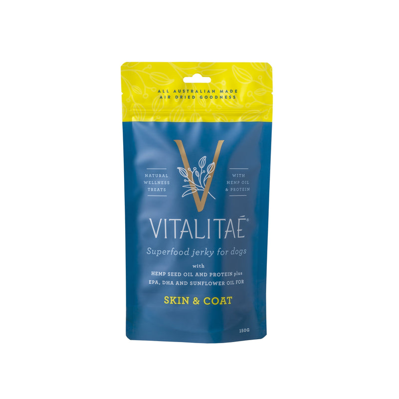 Vitalitae Skin and Coat Superfood Jerky Dog Treats with Hemp Seed Oil 150g-Habitat Pet Supplies