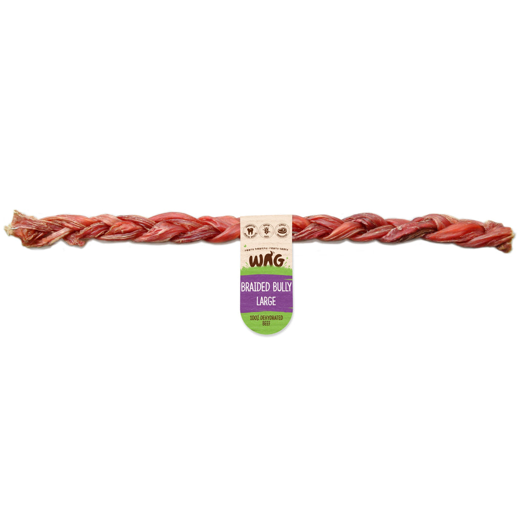 Wag Braided Bully Stick Large Dog Treat-Habitat Pet Supplies