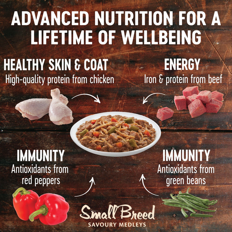 Wellness CORE Savoury Medleys Chicken, Beef, Green Beans and Red Peppers Wet Small Dog Food 85g