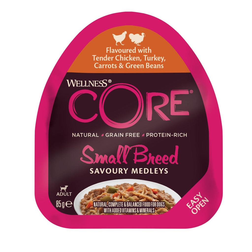 Wellness CORE Savoury Medleys Chicken, Turkey, Carrots and Green Beans Wet Small Dog Food 85g***-Habitat Pet Supplies