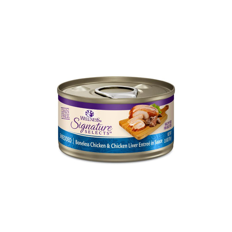 Wellness CORE Signature Selects Shredded Chicken and Chicken Liver Entrée Wet Cat Food 79g x 12-Habitat Pet Supplies