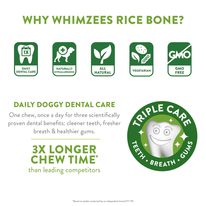 Whimzees Rice Bone Dental Dog Treats 50 Pack