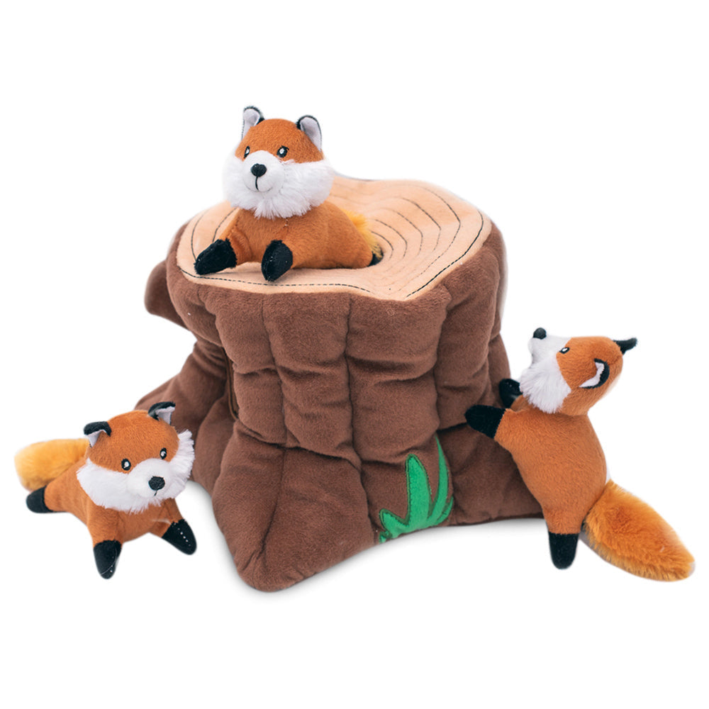 Zippy Paws Stump and Foxes Burrow Dog Toy-Habitat Pet Supplies